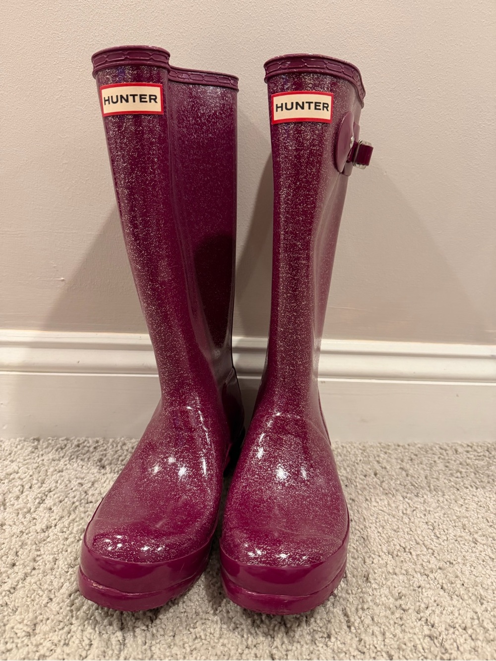 Hunter Glitter Tall Rain Boots - Plum